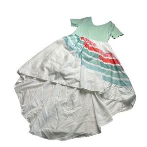 Oopsie Daisy Light Teal Pastel Rainbow Hi-Lo Dress Size 8